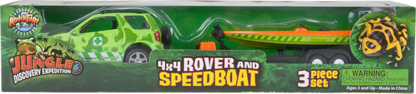 Jungle Diecast 4 X 4 Rover And Speedboat