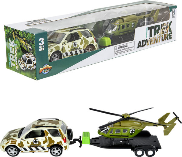 Northen Trek Diecast 4 X 4 Rover And Helicopter