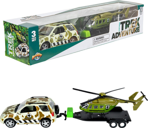 Northen Trek Diecast 4 X 4 Rover And Helicopter