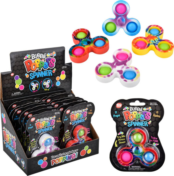 Tie Dye Bubble Popper Spinner 3.33" (assortment - sold individually)