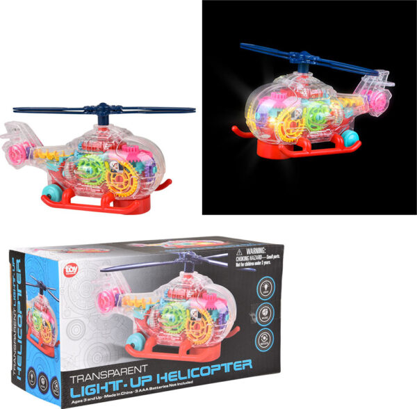 Light-Up Transparent Helicopter 8"