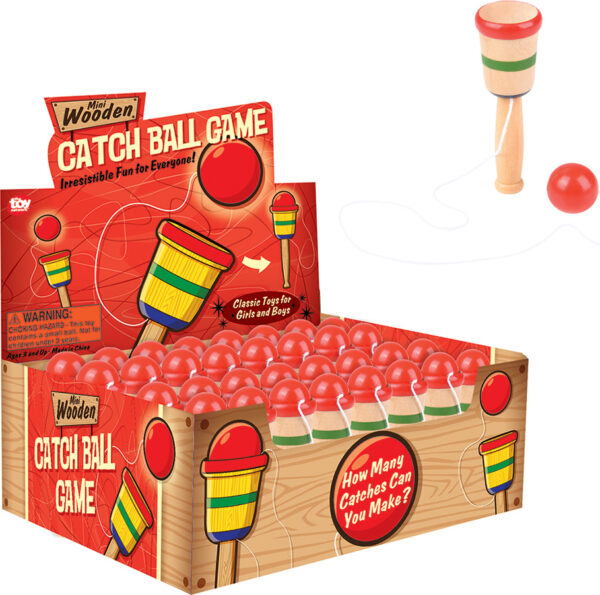 4" Mini Wooden Catch Ball Game 36 pcs Display