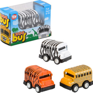 1.75" Die-cast Pull Back Pull Back Mini Zoo Bus