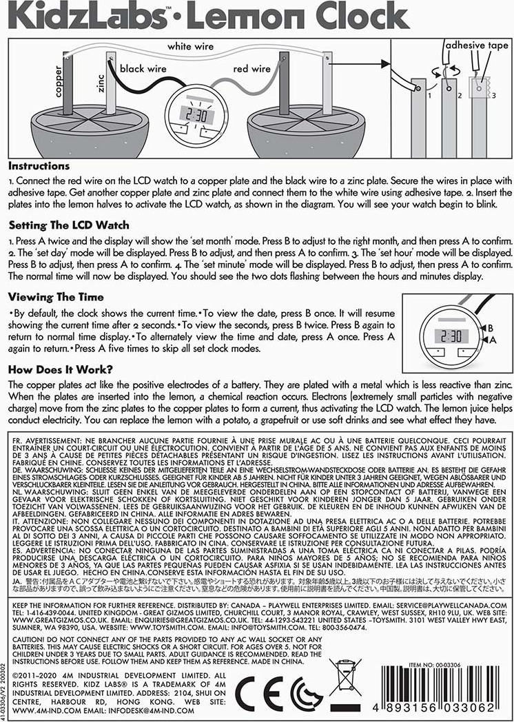 4M Kidz Labs Lemon Clock